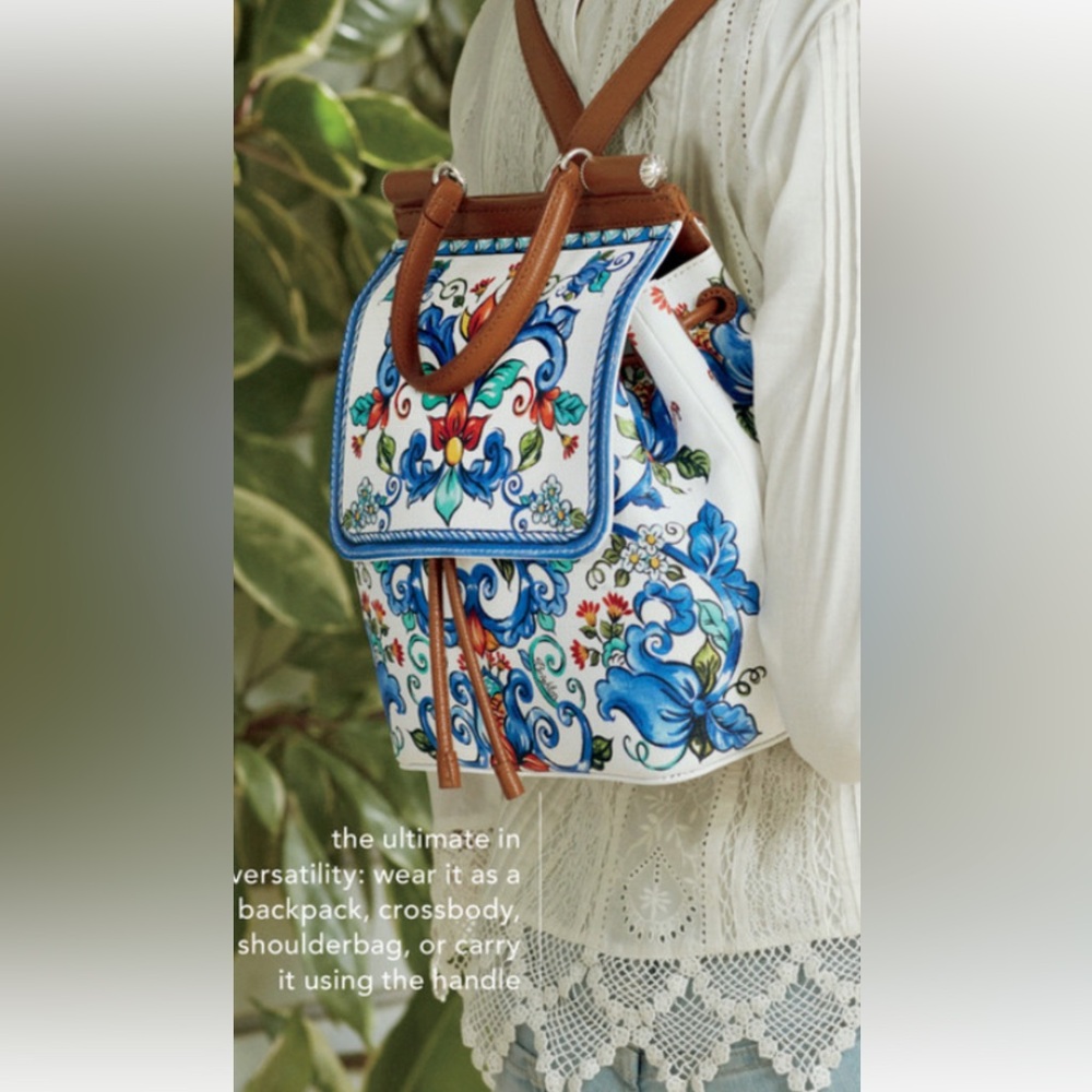 Brighton Bella Limone - Floral Blue Multicolor Backpack or Tote 👜 - Picture 7 of 7